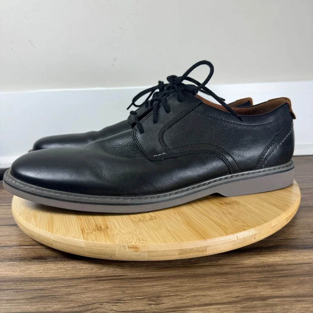 Clarks Collection Derby Mens 13 Black Leather Dress Shoes Office Wedding Modern